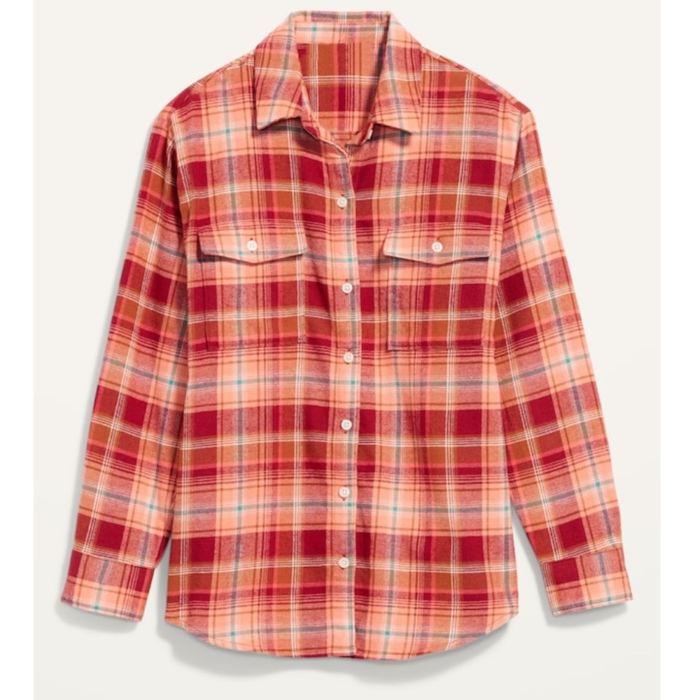 NWT Old Navy Flannel Boyfriend Shirt Med TALL